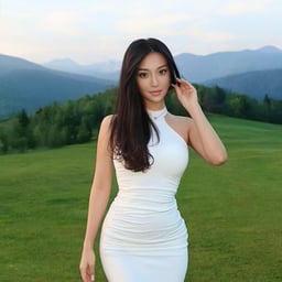 Nude girl with breasts takes selfie in bed